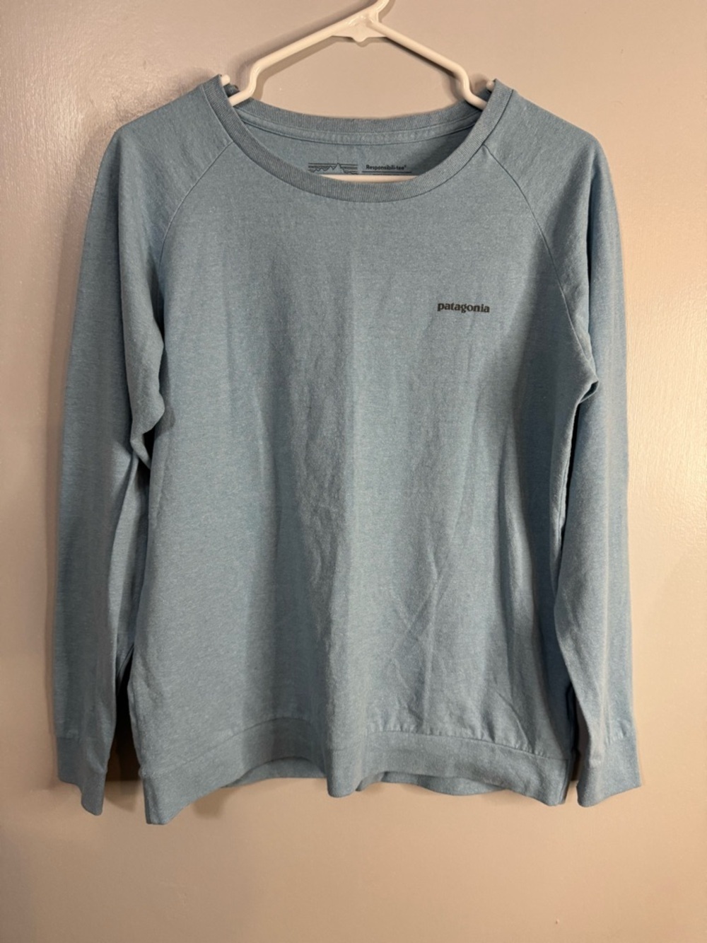 5/$32 Patagonia Light Blue Long Sleeve Tee Size Small - Picture 9 of 9